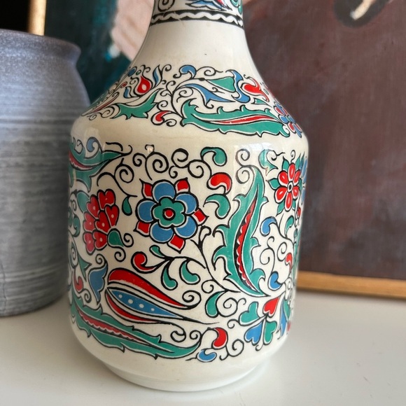 Rare Metaxa Red and Blue Ceramic Art Vase with Floral Motifs 10" - Picture 13 of 15